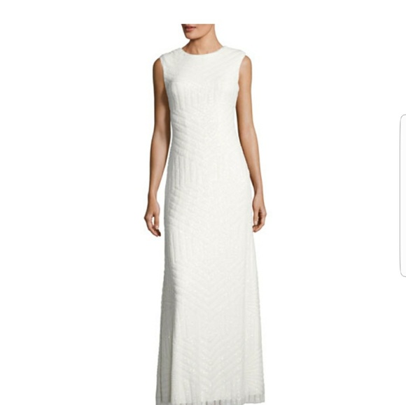 Vera Wang Sequined Back Cutout Gown - Picture 2 of 8